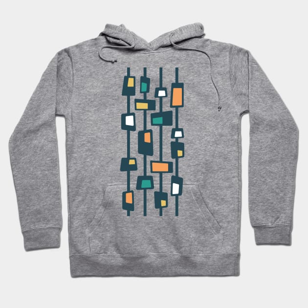 Mid Century Funky Blocks in Charcoal, Teal, Yellow and Orange Hoodie by tramasdesign